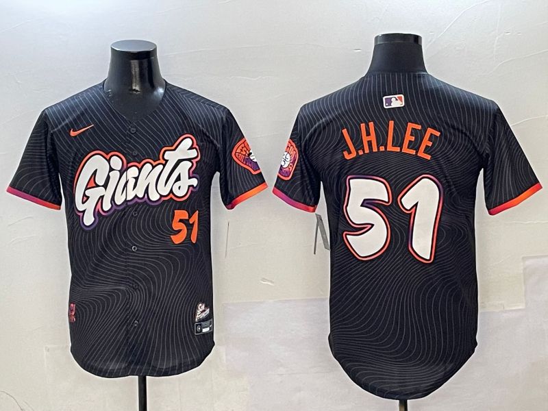 Men San Francisco Giants #51 J.H.Lee Black Second generation Joint Name Nike 2025 MLB Jersey style 6